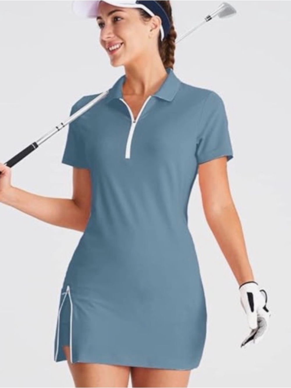 HIVERLAY Golf Sleeveless Mock Neck Active Top in Dusty Teal - Picture 9 of 9